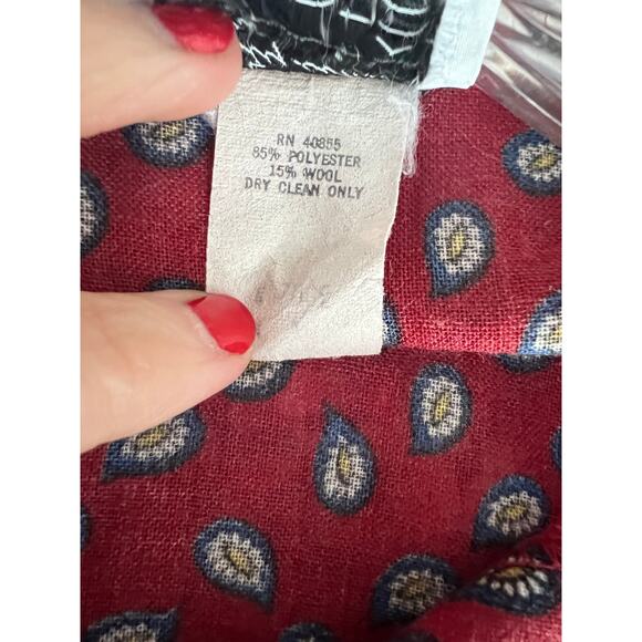 Vintage Etretat Button Down Casual Shirt Red Paisley Size M JL - Picture 6 of 7